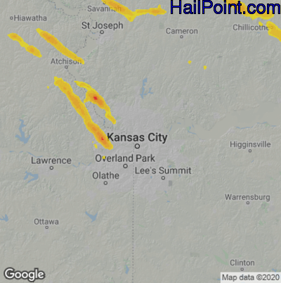 Hail Map for Kansas City, MO Region on June 6, 2022 