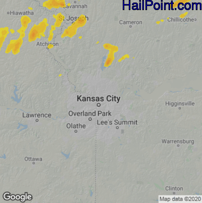 Hail Map for Kansas City, MO Region on July 7, 2022 