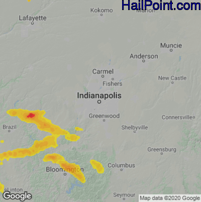 Hail Map for Indianapolis, IN Region on July 24, 2022