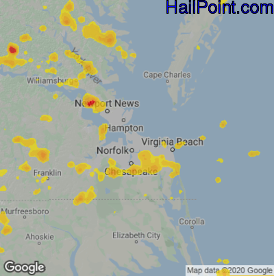 Hail Map For Norfolk Va Region On August 10 22