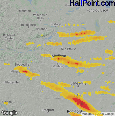 Hail Map for Madison, WI Region on September 20, 2022 