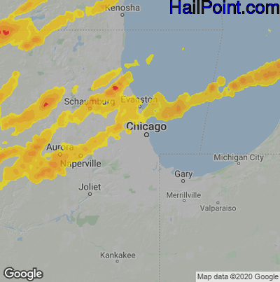 Hail Map for Chicago, IL Region on April 4, 2023 