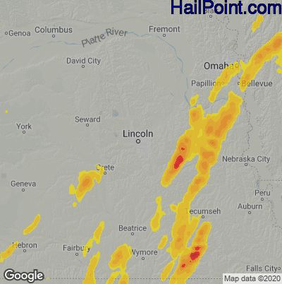 Hail Map for Lincoln NE Region on April 14 2023