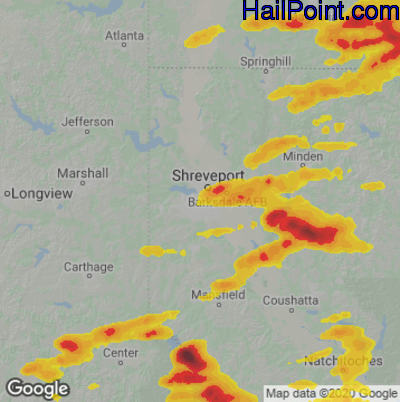 Hail Map for Shreveport, LA Region on April 15, 2023 