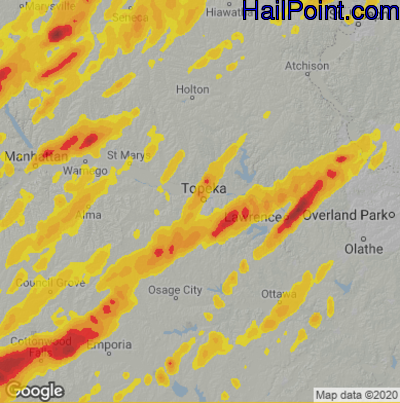 Hail Map for Topeka, KS Region on April 19, 2023 