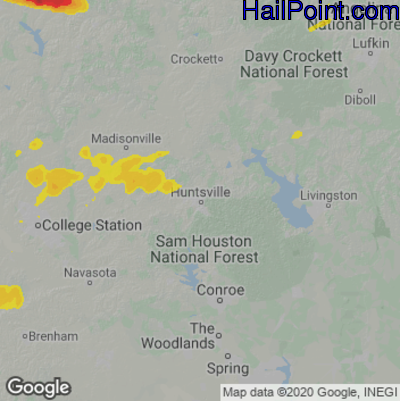 Hail Map for Huntsville, TX Region on April 28, 2023 