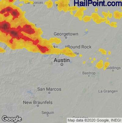 Hail Map for Austin, TX Region on May 5, 2023 