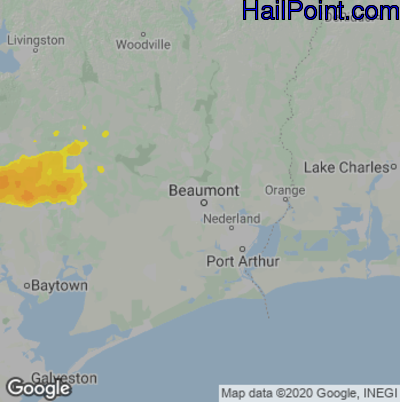 Hail Map for Beaumont TX Region on May 6 2023