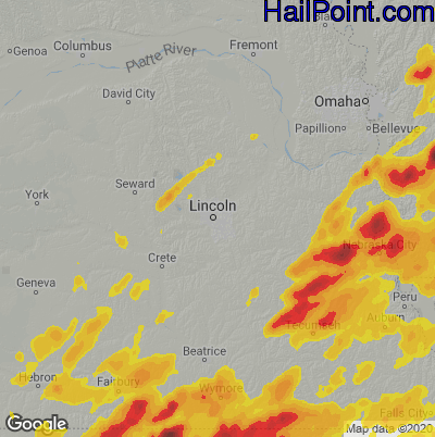 Hail Map for Lincoln NE Region on May 7 2023