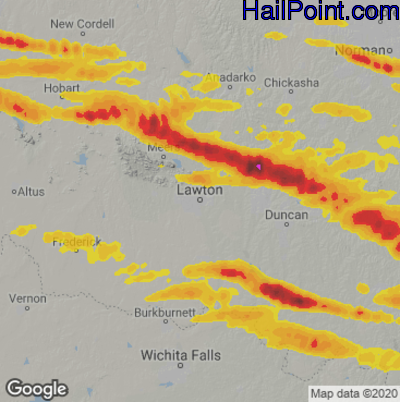 Hail Map for Lawton, OK Region on June 12, 2023 