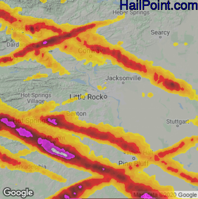 Hail Map for Little Rock, AR Region on June 14, 2023 