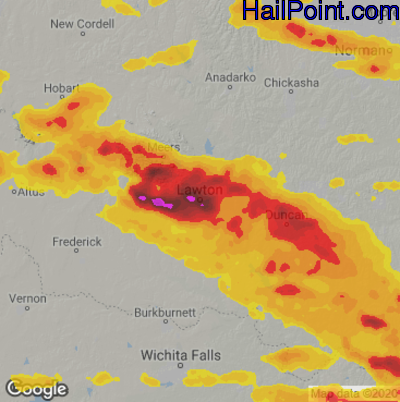 Hail Map for Lawton, OK Region on June 15, 2023 