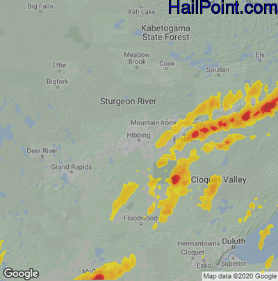 Hail Map for Hibbing, MN Region on September 5, 2023 