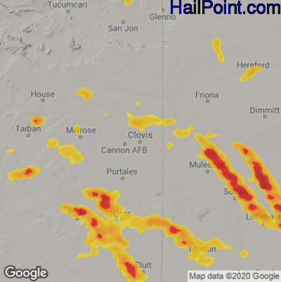 Hail Map for Clovis, NM Region on September 14, 2023 