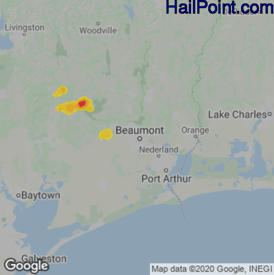 Hail Map for Beaumont TX Region on September 27 2023