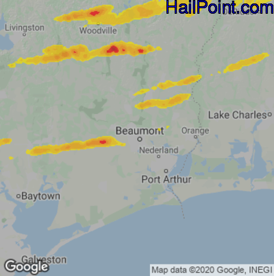 Hail Map for Beaumont TX Region on December 9 2023