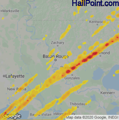 Hail Map for Baton Rouge, LA Region on February 12, 2024 