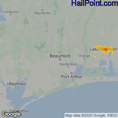 Hail Map for Beaumont TX Region on March 5 2024