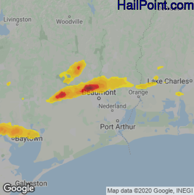 Hail Map for Beaumont TX Region on March 15 2024