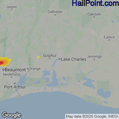 Hail Map for Lake Charles LA Region on March 15 2024