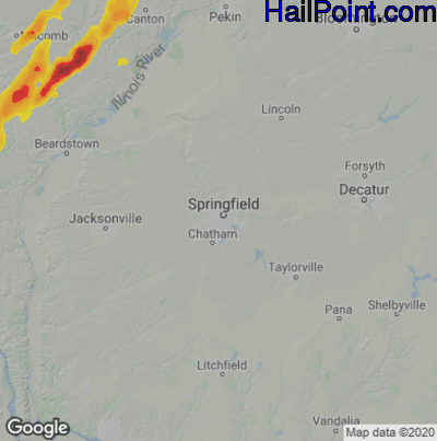 Hail Map For Springfield, Il Region On May 2, 2024