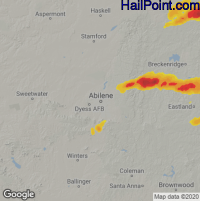 Hail Map for Abilene, TX Region on May 9, 2024 