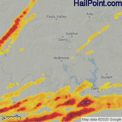 Hail Map for Ardmore, OK Region on May 9, 2024 