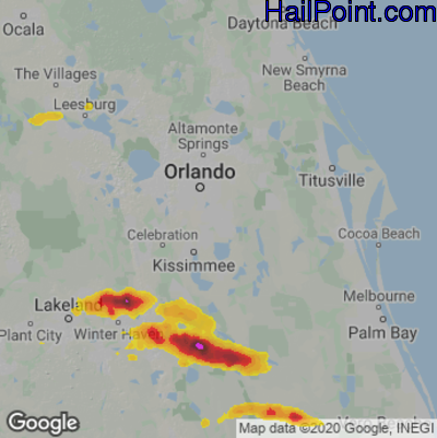 Hail Map for Orlando, FL Region on May 13, 2024 