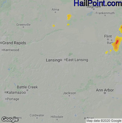 Hail Map for Lansing, MI Region on May 17, 2024 