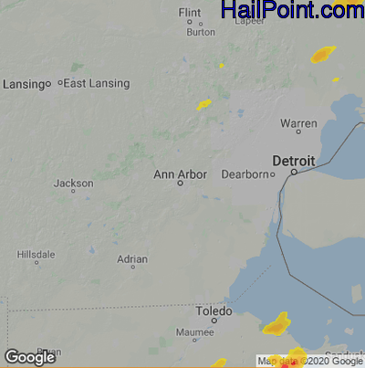 Hail Map for Ann Arbor, MI Region on May 20, 2024 