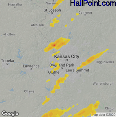 Hail Map for Kansas City, KS Region on May 21, 2024 