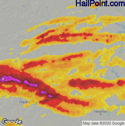 Hail Map for Waco, TX Region on May 22, 2024 