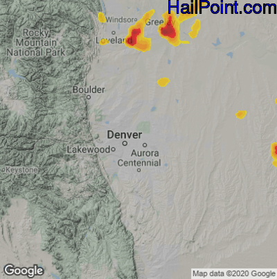 Hail Map for Denver, CO Region on May 29, 2024 