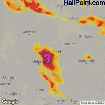 Hail Map for Midland, TX Region on May 30, 2024