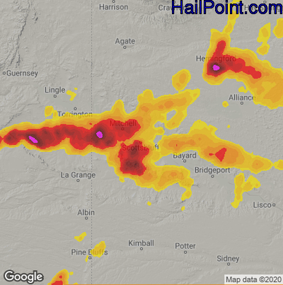 Hail Map for Scottsbluff, NE Region on June 20, 2024