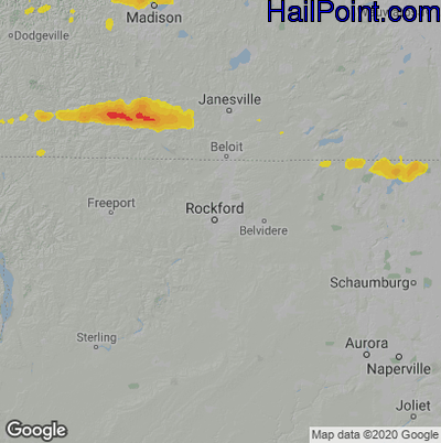 Hail Map for Rockford, IL Region on June 22, 2024 