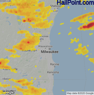 Hail Map for Milwaukee, WI Region on June 25, 2024 