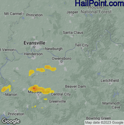 Hail Map for Owensboro, KY Region on June 26, 2024 