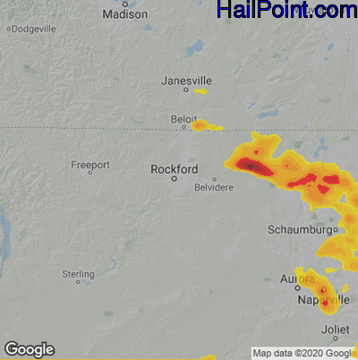 Hail Map for Rockford, IL Region on August 27, 2024 