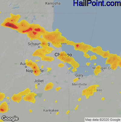 Hail Map for Chicago, IL Region on August 27, 2024 