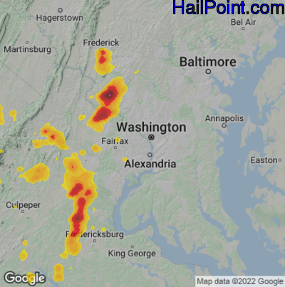 Hail Map for Arlington, VA Region on August 29, 2024 