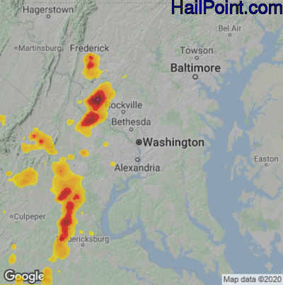 Hail Map for Washington, DC Region on August 29, 2024 