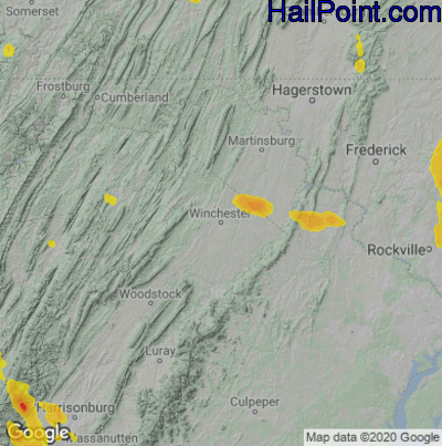 Hail Map for Winchester, VA Region on September 21, 2024 