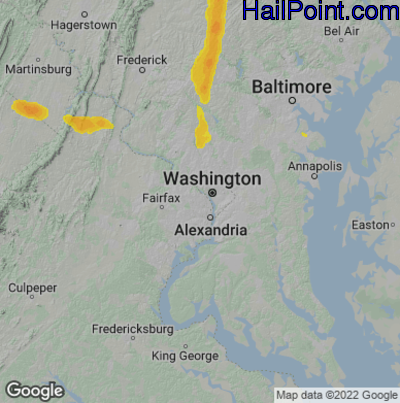 Hail Map for Arlington, VA Region on September 21, 2024 