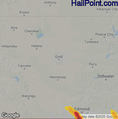 Hail Map for Enid, OK Region on September 24, 2024 