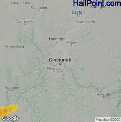 Hail Map for Cincinnati, OH Region on March 15, 2025 