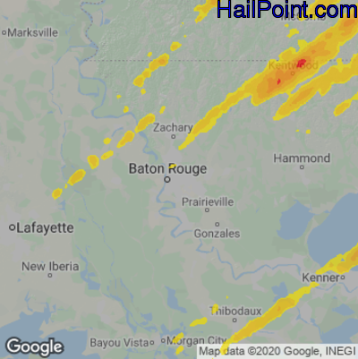 Hail Map for Baton Rouge, LA Region on March 15, 2025 