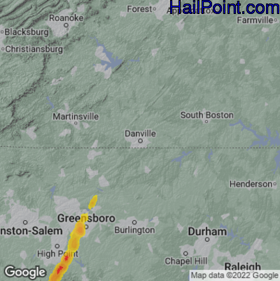 Hail Map for Danville, VA Region on March 16, 2025 